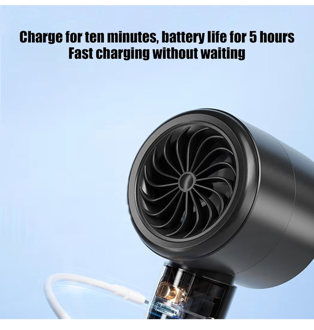 Portable Fan, Personal Pocket Turbo Cooler, 13000 RPM High-Speed Air Circulator, Low Noise Design, Digital Display, Compact Cooling Navy