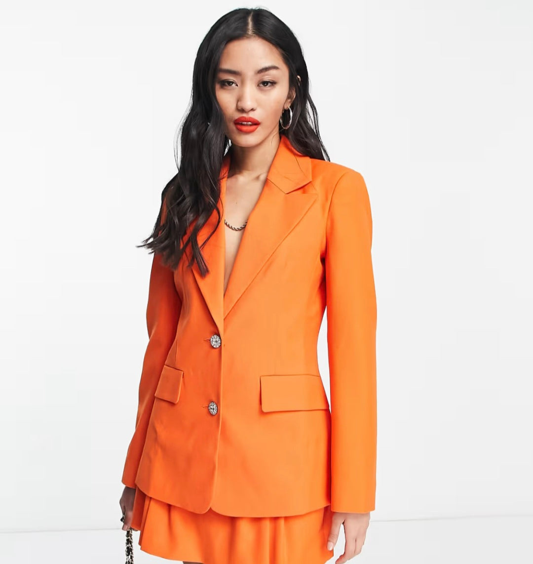 Miss Selfridge button blazer in orange size 6 or 12