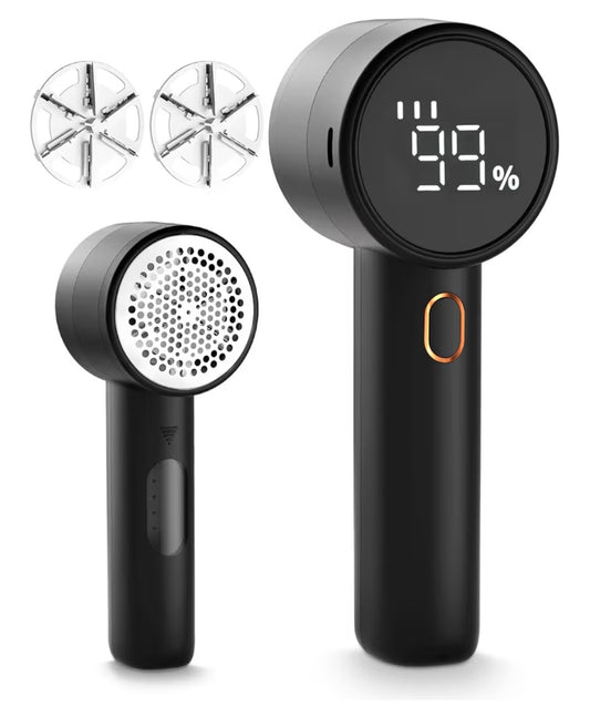 Fabric Shaver, Electric Lint Remover, Rechargeable Lint Shaver, Sweater Defuzzer to Remove Pilling, Battery Operated, 6-blade, 3-speed with LED Display for Clothes, Upholstery, Furniture