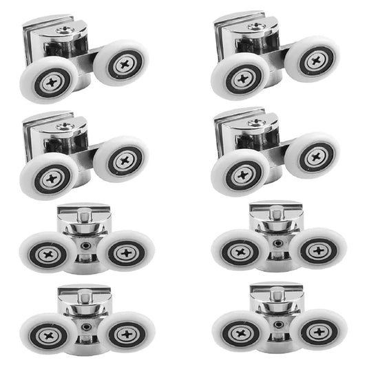 8Pcs 26mm Showers Doors Wheel Rollers Zinc Alloy Showers Door Rollers Runners Fixing Pulleys Replacement Shower Door Fixing Wheels(4 Top + 4 Buttom)