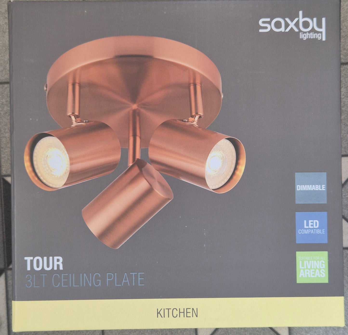 Wickes Tour 3 Plate Light - Copper