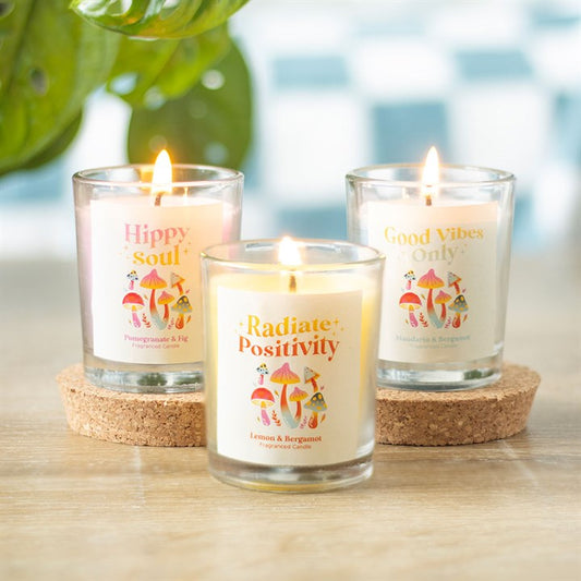Set of 3 Funky Fungi Votive Glass Candles