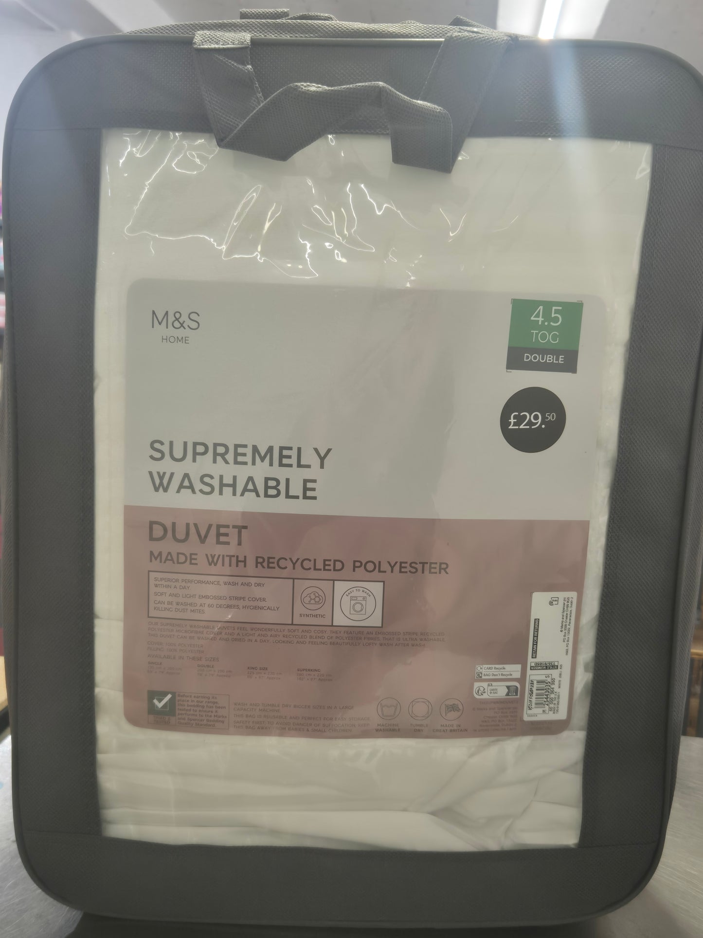 Supremely Washable Double Duvet 4.5 tog RRP £29.99
