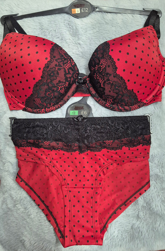 Ladies Red & Black Bra Only