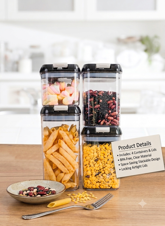 Set Of 4 Air Tight Food Storage Containers