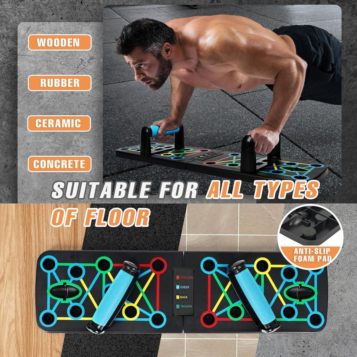Push Up Board, 17 in1 Multi-function Home Workout Equipment Foldable Portable Press Up Tools Exercise Board Effectively Exercise the Muscle