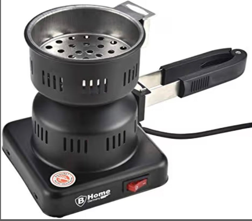 Electric shisha charcoal burner, with hookah gripper grill