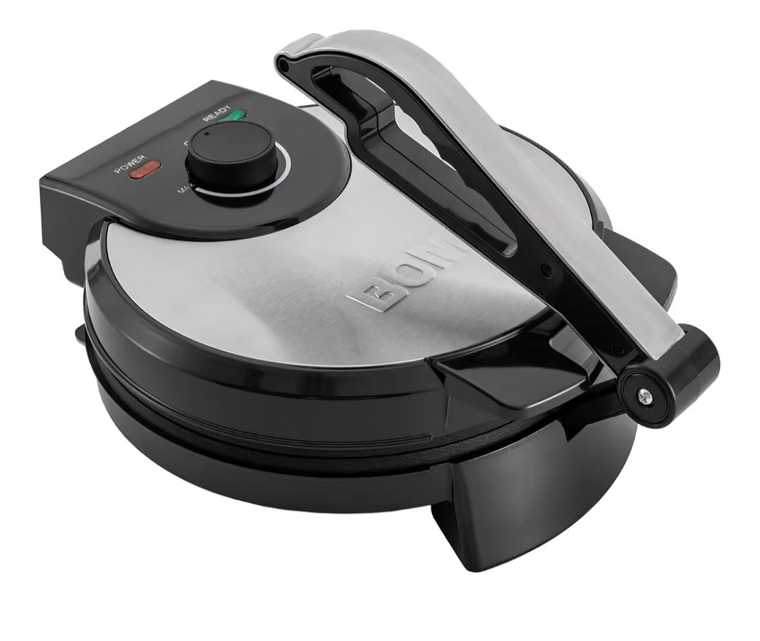 Roti Press Machine Non Stick, Easy Clean Up Perfect for Pancakes Crepes Omelettes Chapati Roti Temperature Range About 200-260°C *damaged box