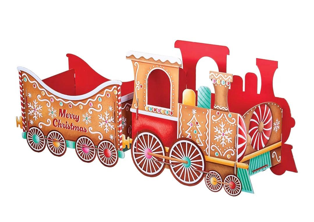 Christmas Train Gift Holder – Festive Cardboard Toy Train for Presents & Treats – 1200GSM with 83 Alphabet Stickers – Cute Christmas Morning Decoration for Kids
