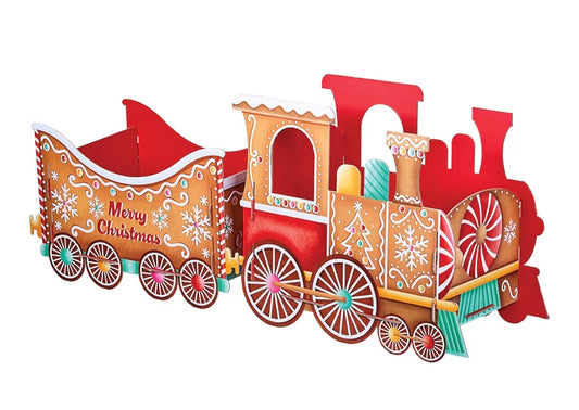 Christmas Train Gift Holder – Festive Cardboard Toy Train for Presents & Treats – 1200GSM with 83 Alphabet Stickers – Cute Christmas Morning Decoration for Kids