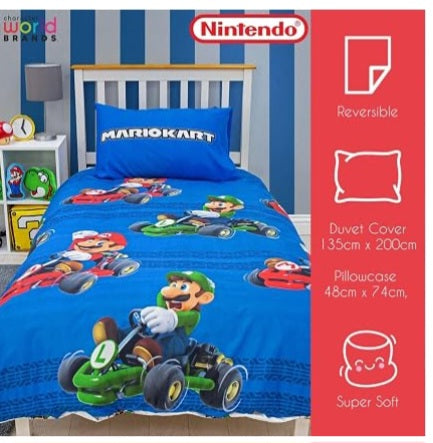 Mario Kart Reversible Single Duvet And Pillowcase
