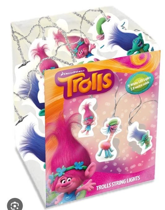 Trolls String Lights. 2.8metre Cable, 15 White LED Lights