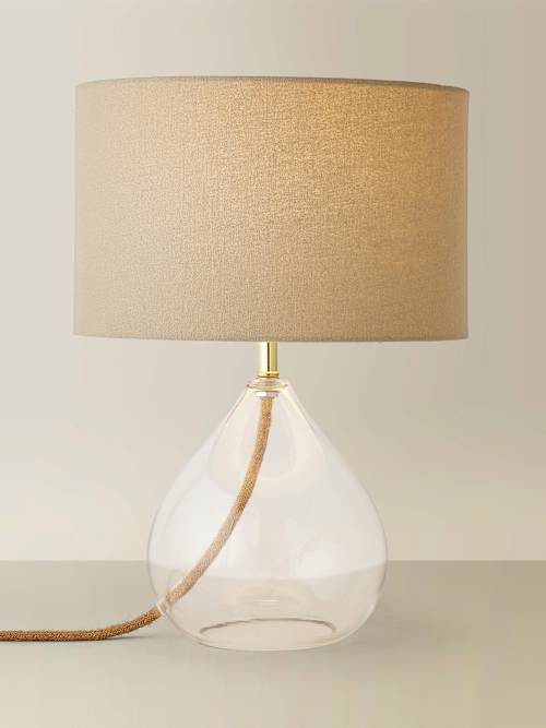 Eloise Glass Table Lamp With Linen Shade