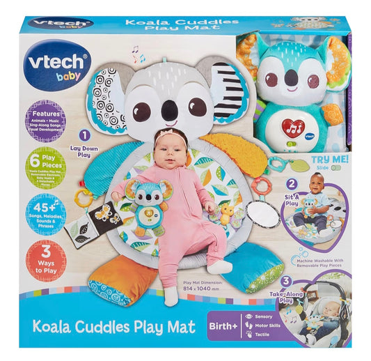 VTech Baby Koala Cuddles Play Mat, Soft Play Mat for Sensory Play, 5 Accessories including Teether and Rattle, Sound Effects and Fun Phrases, Toy for Babies 0, 3, 6, 12 Months Plus