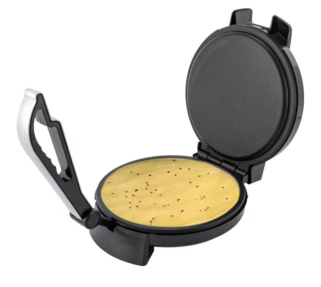 Roti Press Machine Non Stick, Easy Clean Up Perfect for Pancakes Crepes Omelettes Chapati Roti Temperature Range About 200-260°C *damaged box