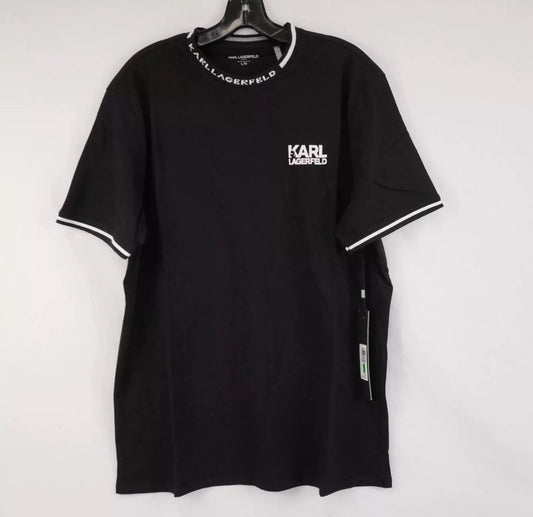 Karl Lagerfield Black Tshirt with stripe collar