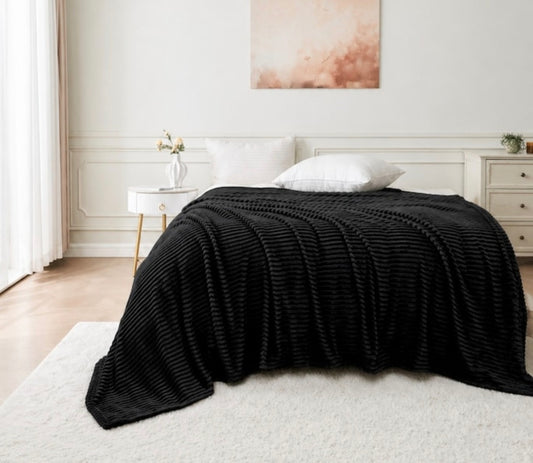 Supersoft King Size Ribbed Blanket Throw 200x240cm 3 colours