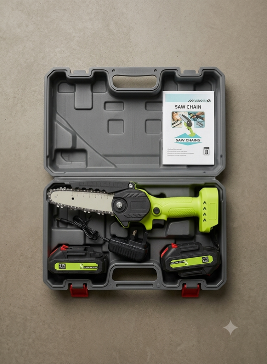 Cordless Mini Chainsaw, 2x Maximum Runtime, Includes 2 Rechargeable Batteries