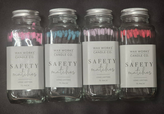 Wax Works Safety Matches 75 Pack, 4 assorted colours