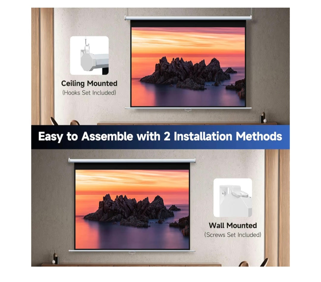 INMOZATA Electric Projector Screen 72inch / 146x110cm Motorised Projection Screen with Remote Control 4:3 Portable Foldable Anti-Wrinkles Projector Movie Screen for Theater Cinema(72inch