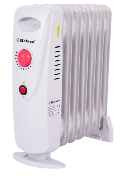 Belaco 800W Mini Oil Filled Radiator, 7 Fin Portable Electric Heater with Adjustable Thermostat, Quiet Energy Efficient Room Heater