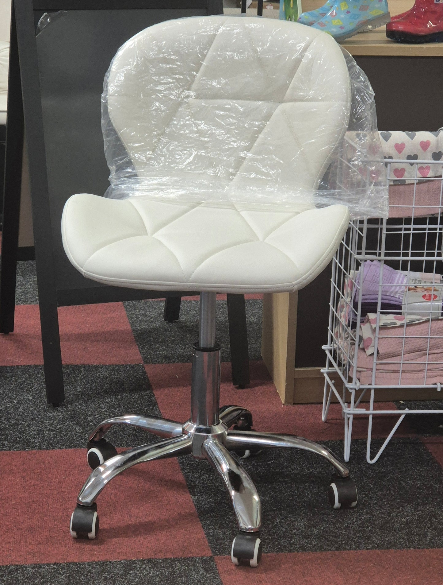 Home Boutique Faux Leather Office Chair - White