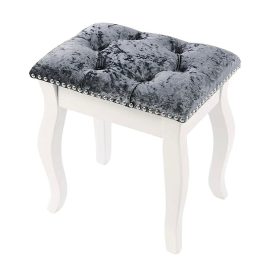 Makeup Vanity Stool Chair for Dressing Table, Comfy Velvet Dressing Table Stool Piano Chair for Bedroom Living Room Dressing Room, with White Wooden Legs, 40 x 30 x 45cm