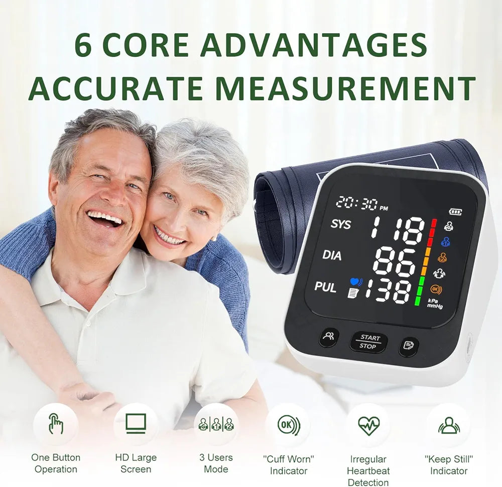 UK CE Approved Blood Pressure Monitors, Mldnld Upper Arm Monitor for Home Use with 3.7" HD Screen