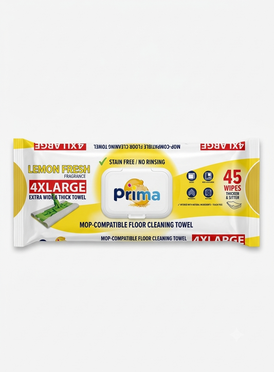 Prima Mop Compatible Floor Cleaning Towels - Lemon - 45 Wipes