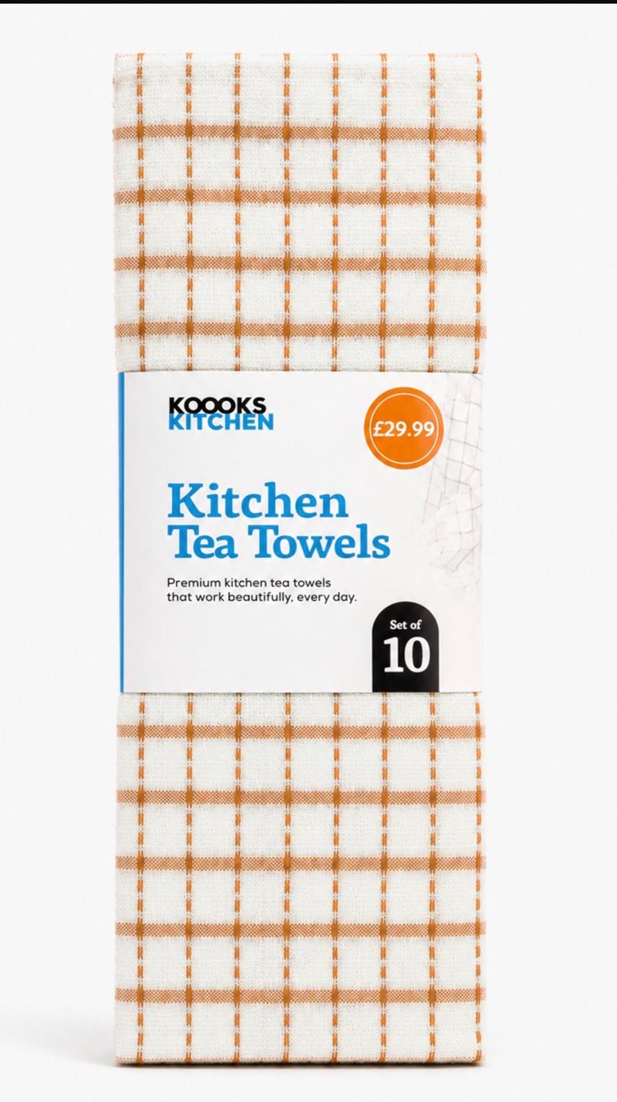 10 Pack Tea Towel 6 Assorted Colours