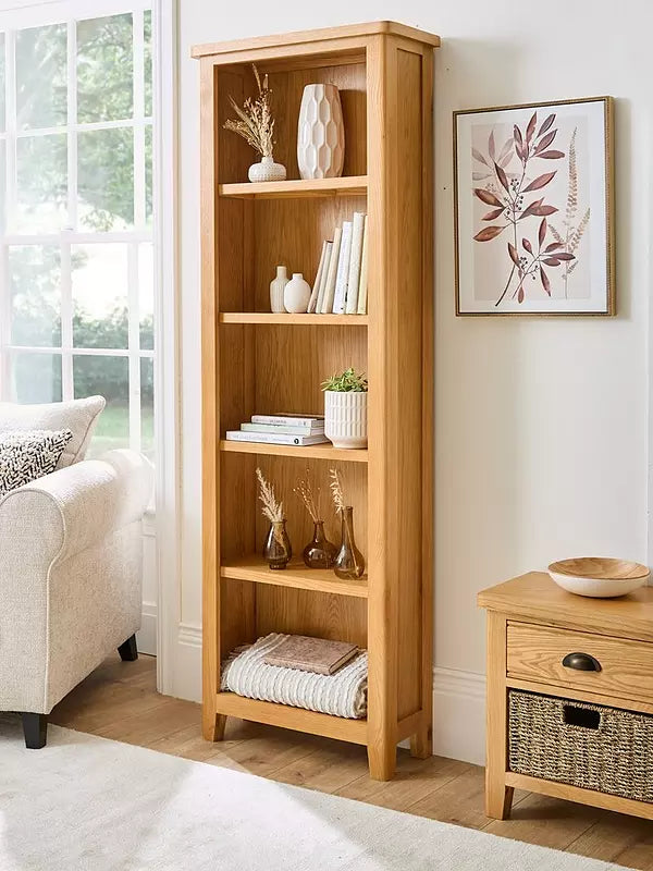Ashwin Ready Assembled Large Bookcase in Rustic Oak - contains Solid Wood