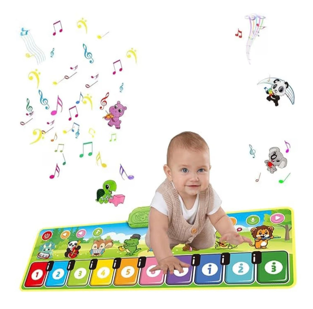 Kids Piano Mat Toys for 1-3+ Years Old Music Dance Mat with 10 Piano Keyboard 19 Sounds & Recording Function Musical