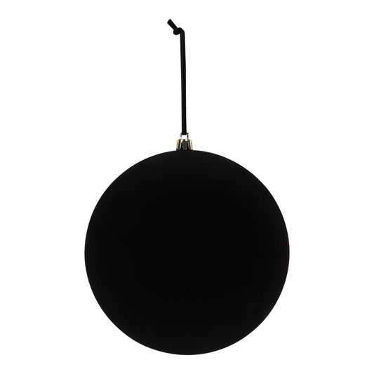 Black Plastic Velvet Effect Round Hanging decoration set, Pack of 3 450mmx150mm