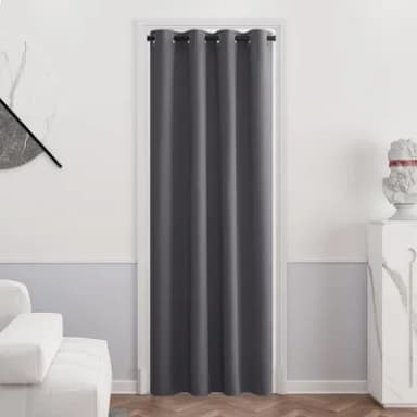 PONY DANCE Blackout Curtain Grey - Long Window Curtains Panels Set for Living Room Sliding Glass Door Silver Rings Up Draperies with Soft Touching for Home, 1 Piece, 55-inch x 94-inch