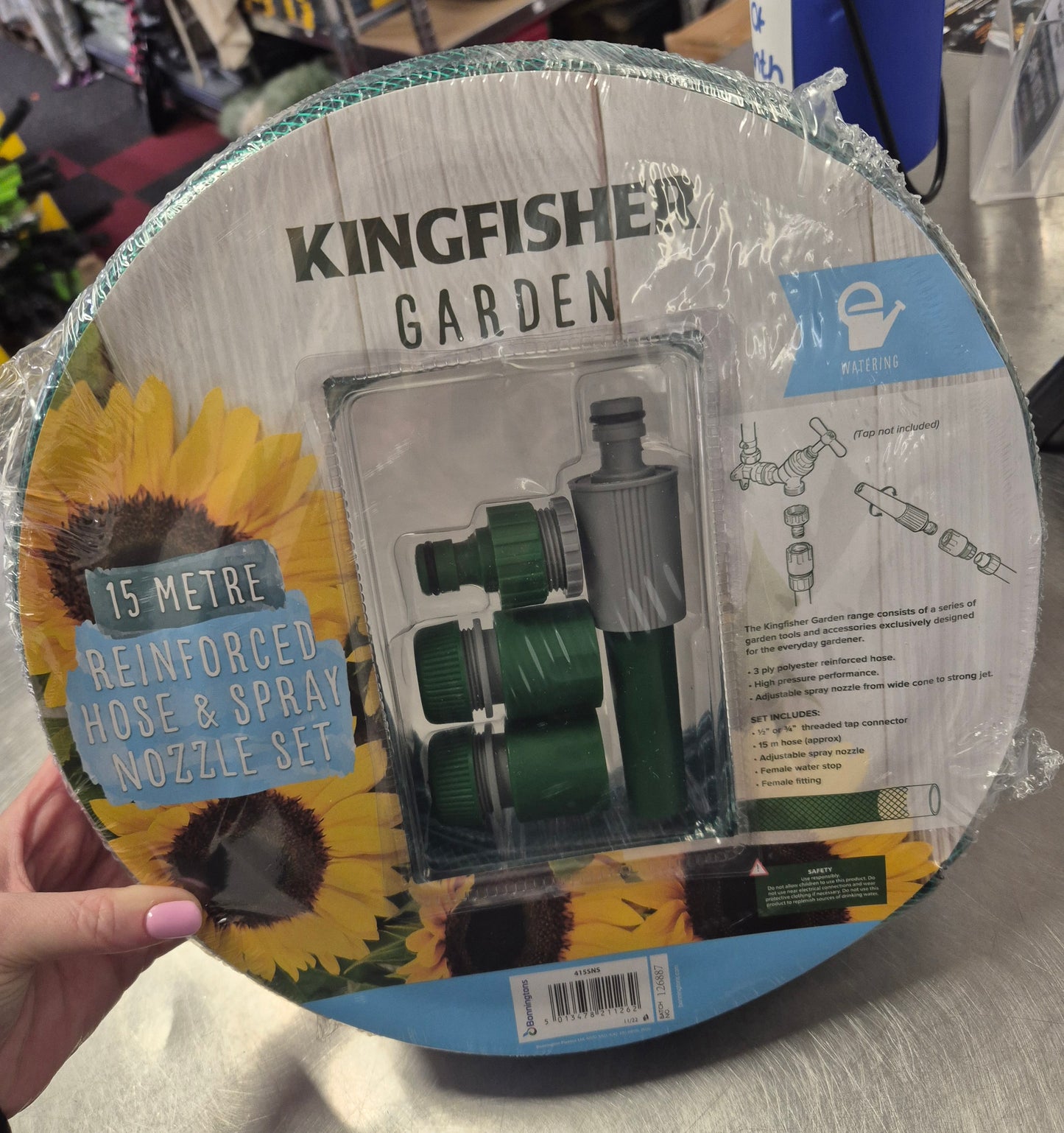 Kingfisher Reinforced Hose & Spray Nozzle Set 15m