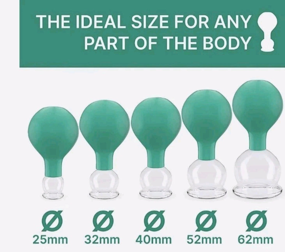 PURAVA Cupping Therapy Set with Suction Ball Glass Cupping Set for Neck & Back