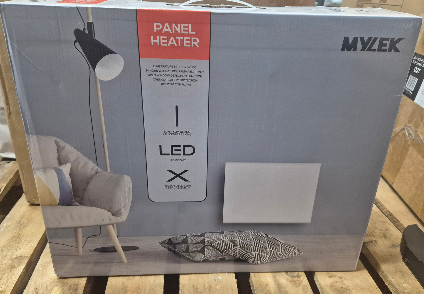 MYLEK Panel Heater Radiator Electric 0.5KW - Daily and Weekly Timer, Digital Thermostat - Wall Mounted Slimline White Panel Heater for Bathroom, Office, Bedroom, Garage (500 Watt) Lot 20 Compliant