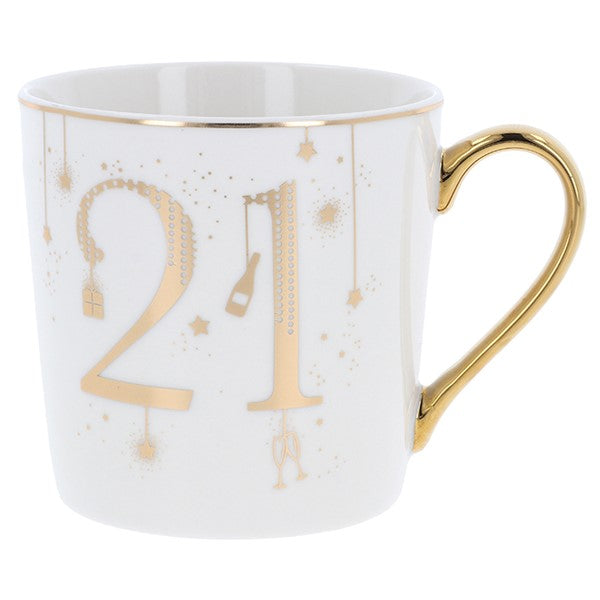 21st Birthday Mug With Gold design In Gift Box