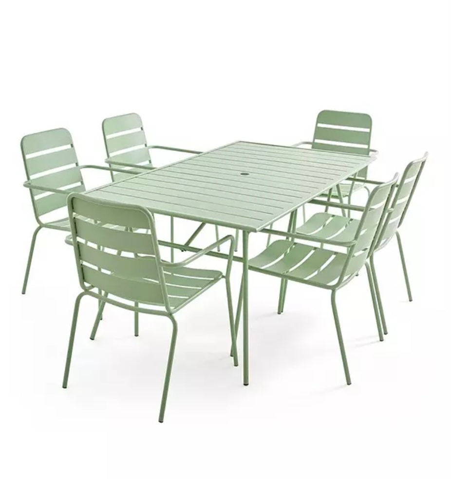 Palma 6 Seater Patio Set - Soft Green