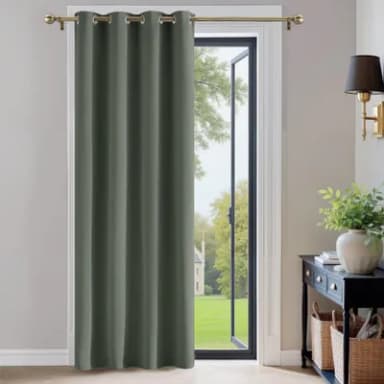 PONY DANCE Single Curtain - Thermal Door Curtain - Privacy Protection Eyelet Blackout Curtain for Nursery Noise Reduction for Bedroom/Kitchen, 52 inch x 84 inch, Dark Mallard, 1 Panel
