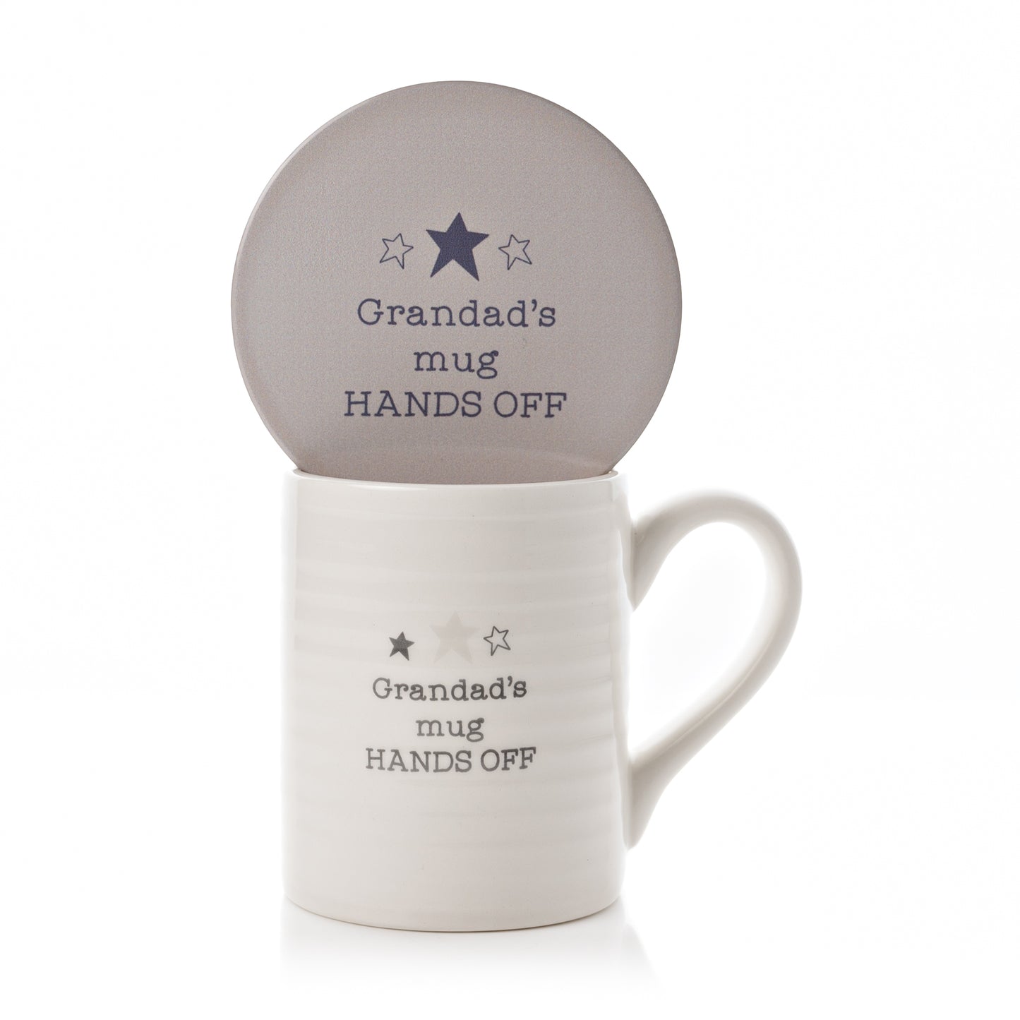 'Grandad's Mug, HANDS OFF' Mug & Coaster Gift Set In Gift Box