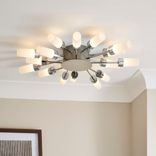 Wilde 16 Light LED Flush Fitting Chrome Light. Dunelm