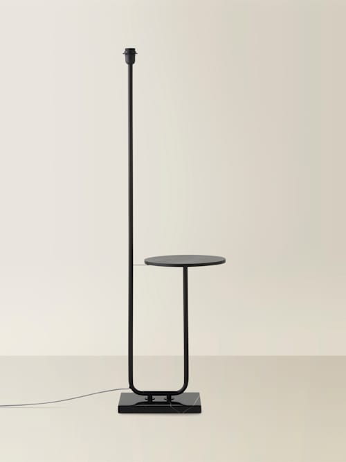 Tavel Matte Black Metal Floor Lamp with Table