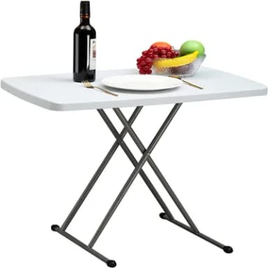 HollyHOME Folding Table Camping Table 2.5FT/76cm, Picnic Table Height Adjustable Trestle Table for Garden BBQ Catering Party Kitchen Outdoor Indoor