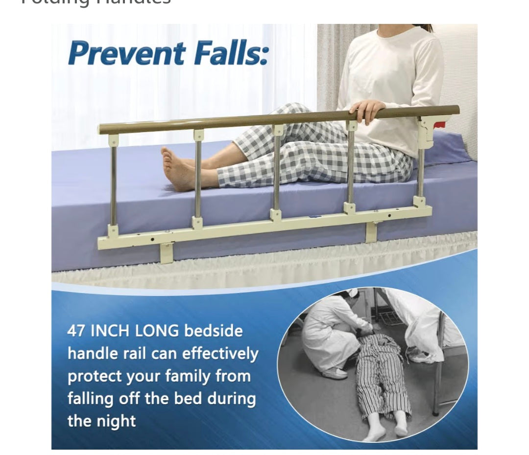 Bed Rail Guard Side Rails for Elderly Adults Seniors Assist Safety Handle Bedside Grab Bar Handicap Bed Railings Cane Care Equipment Home Medical Folding Handles