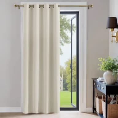 PONY DANCE Door Curtain Thermal - 1 Panel Blackout Curtains for Living Room Bedroom Kitchen Privacy Screen Heat Cold Insulated, 46 inch Width x 84 inch Drop, Light Beige