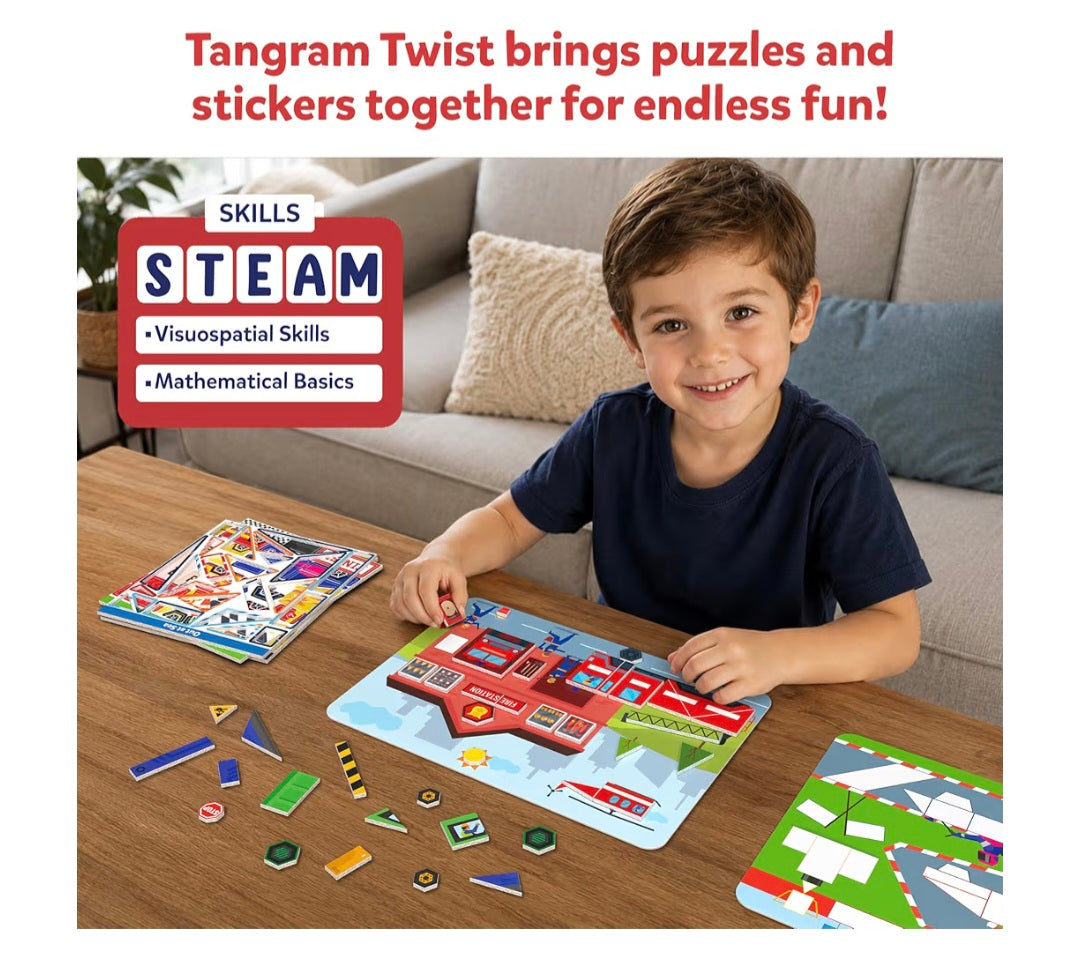 Skillmatics Tangram Sticker Puzzles - Educational Activity with 150+ Foam Tangram Stickers, Brain Teasers,