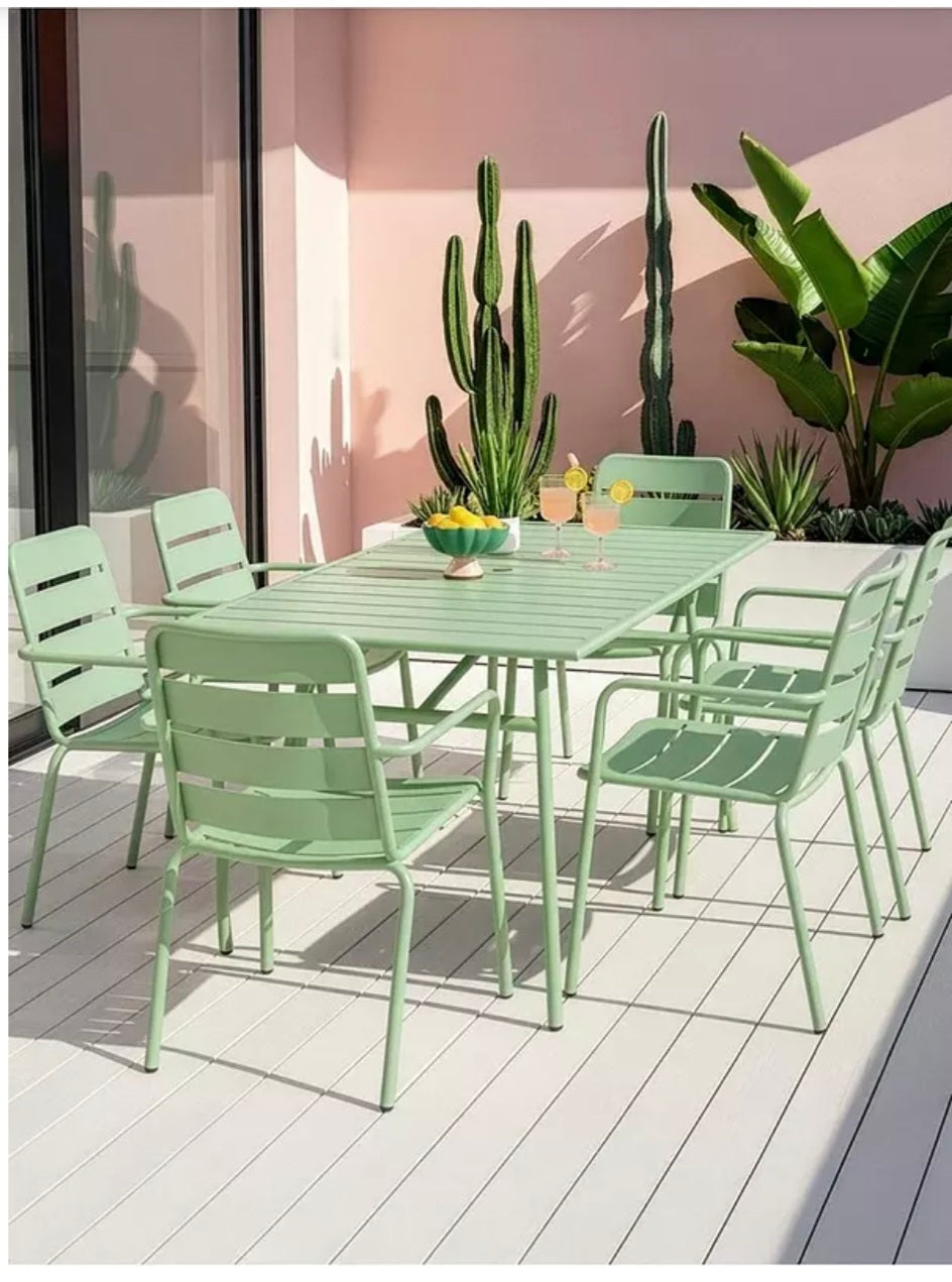 Palma 6 Seater Patio Set - Soft Green