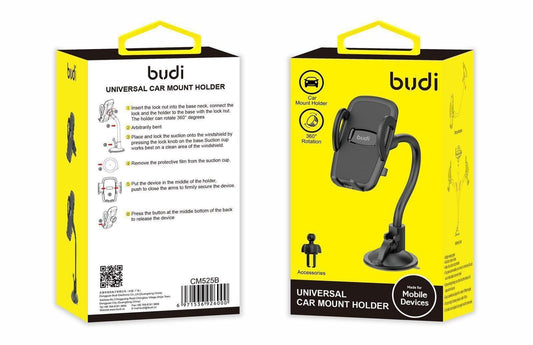 budi Universal Car Mobile Phone Mount, Suction Cup Dashboard-Window Holder with an extra Car Air Ventilation Bracket