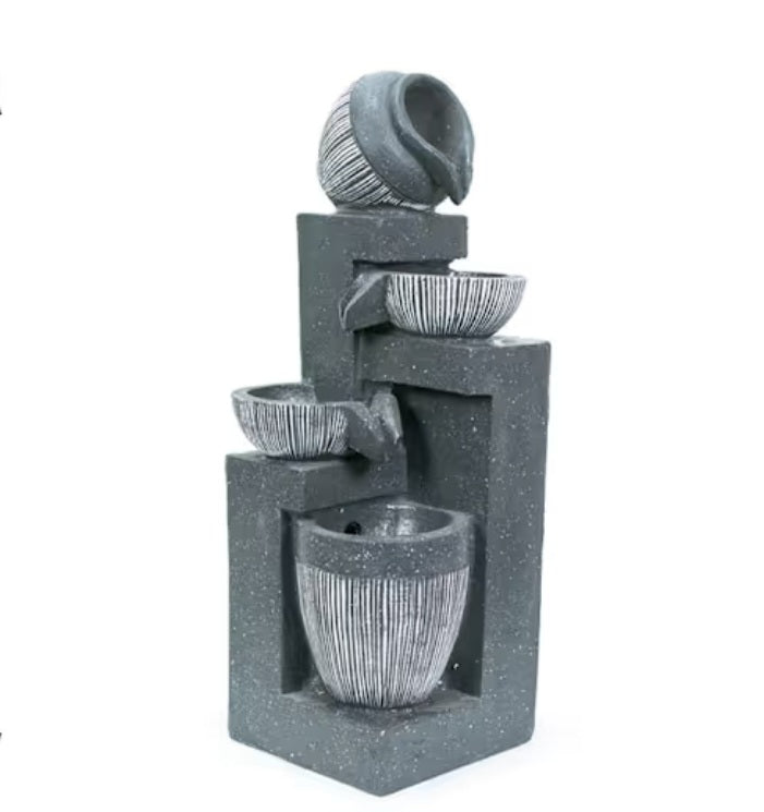 Stacked Pots LED Solar Water Feature Fountain